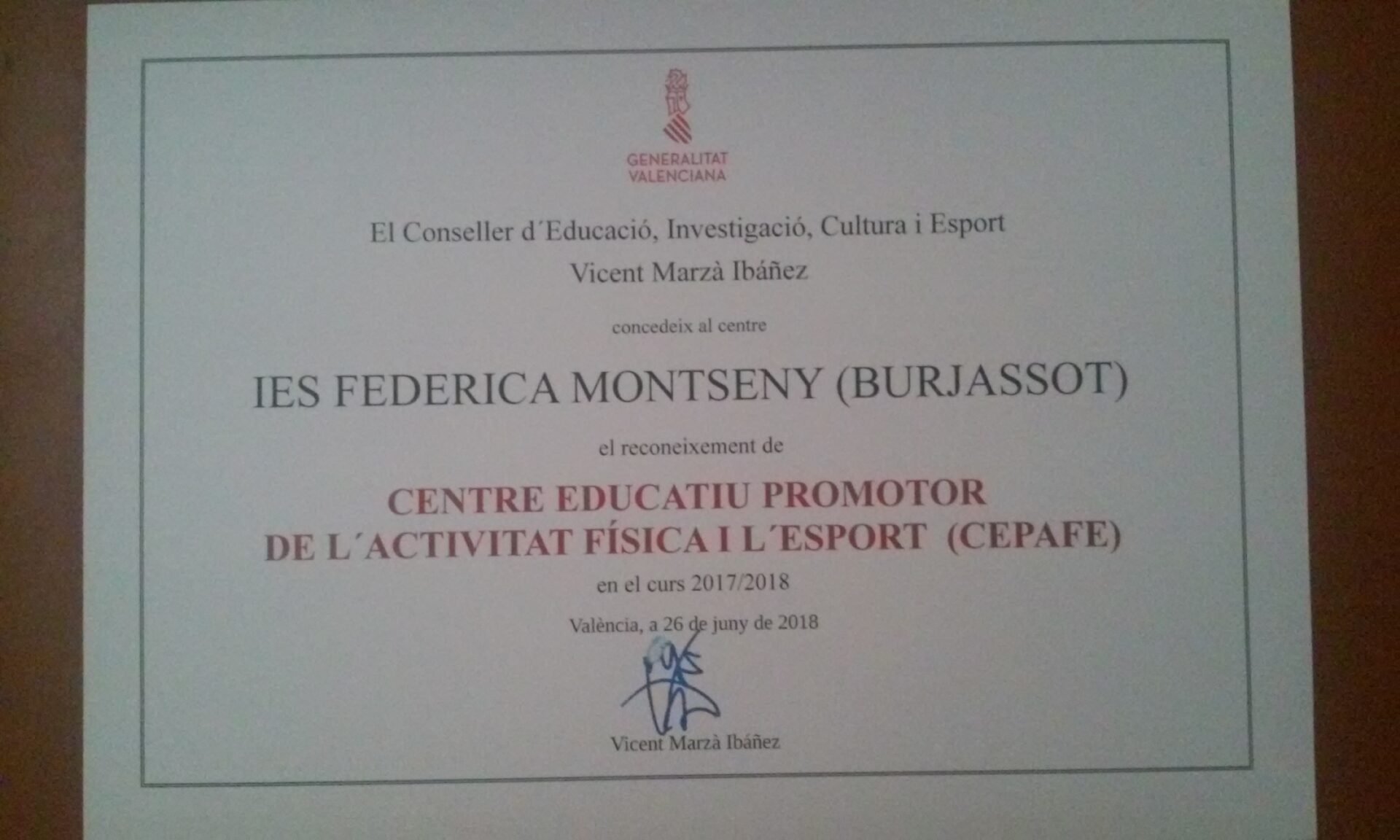 Reconocimiento CEPAFE